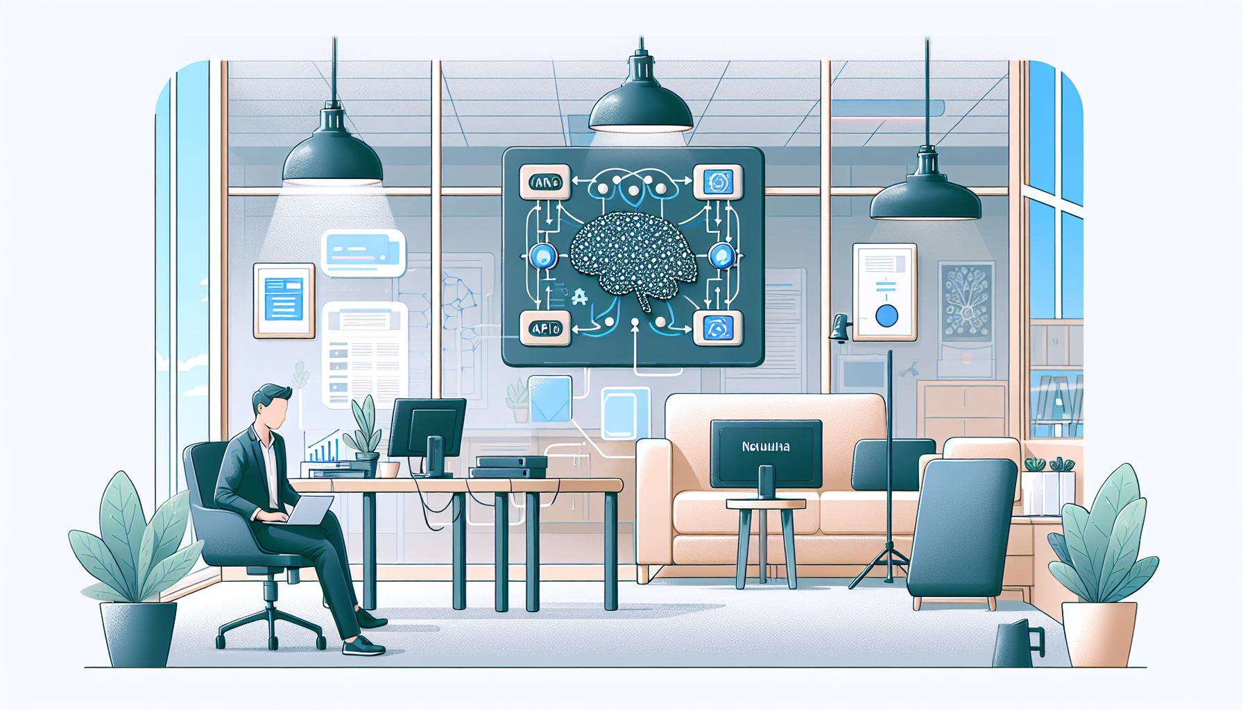 обложка для статьи про API нейросетей для бизнеса: интеграция, сценарии, пошаговое внедрение