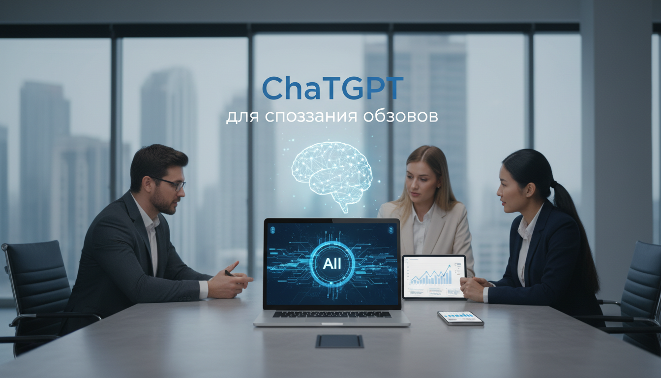 обложка для статьи про ChatGPT для создания обзоров: Революция в контенте для бизнеса