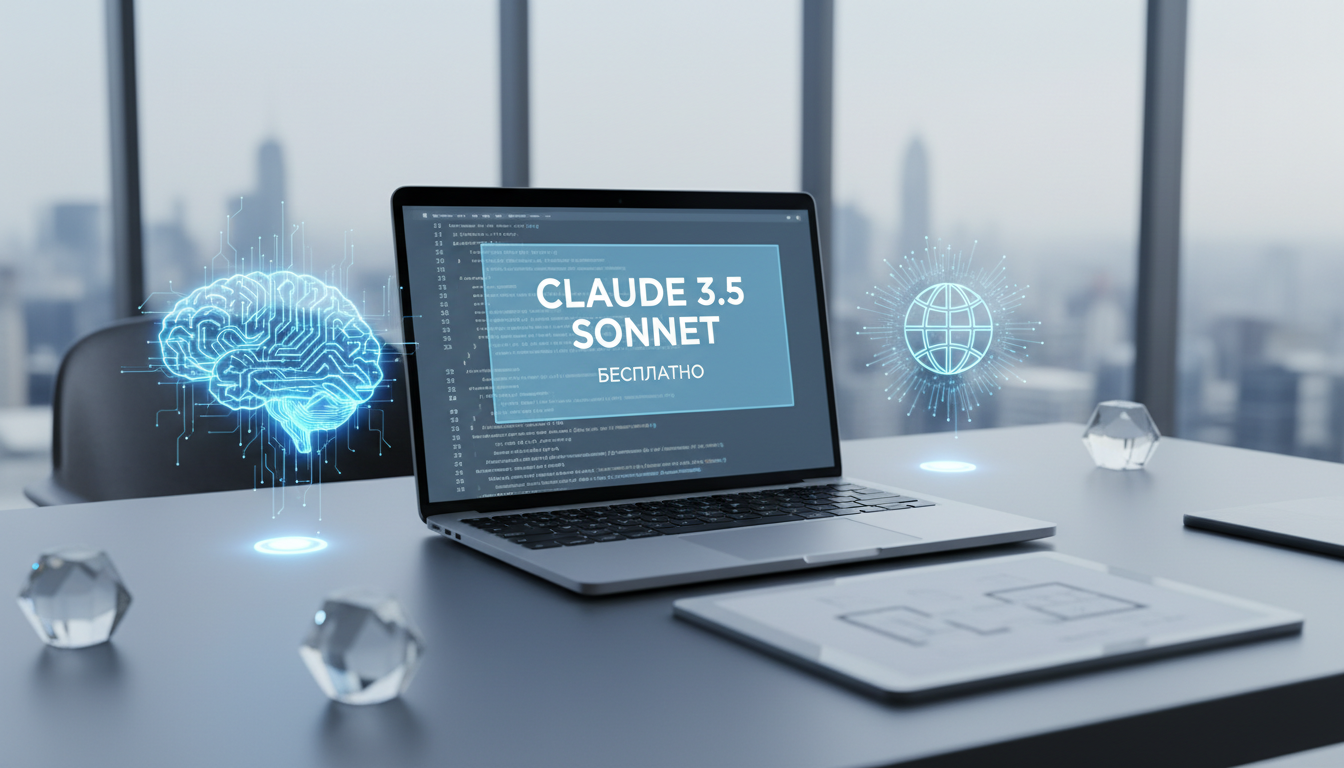 обложка для статьи про Антропный Claude 3.5 Sonnet бесплатно: кодинг и проекты