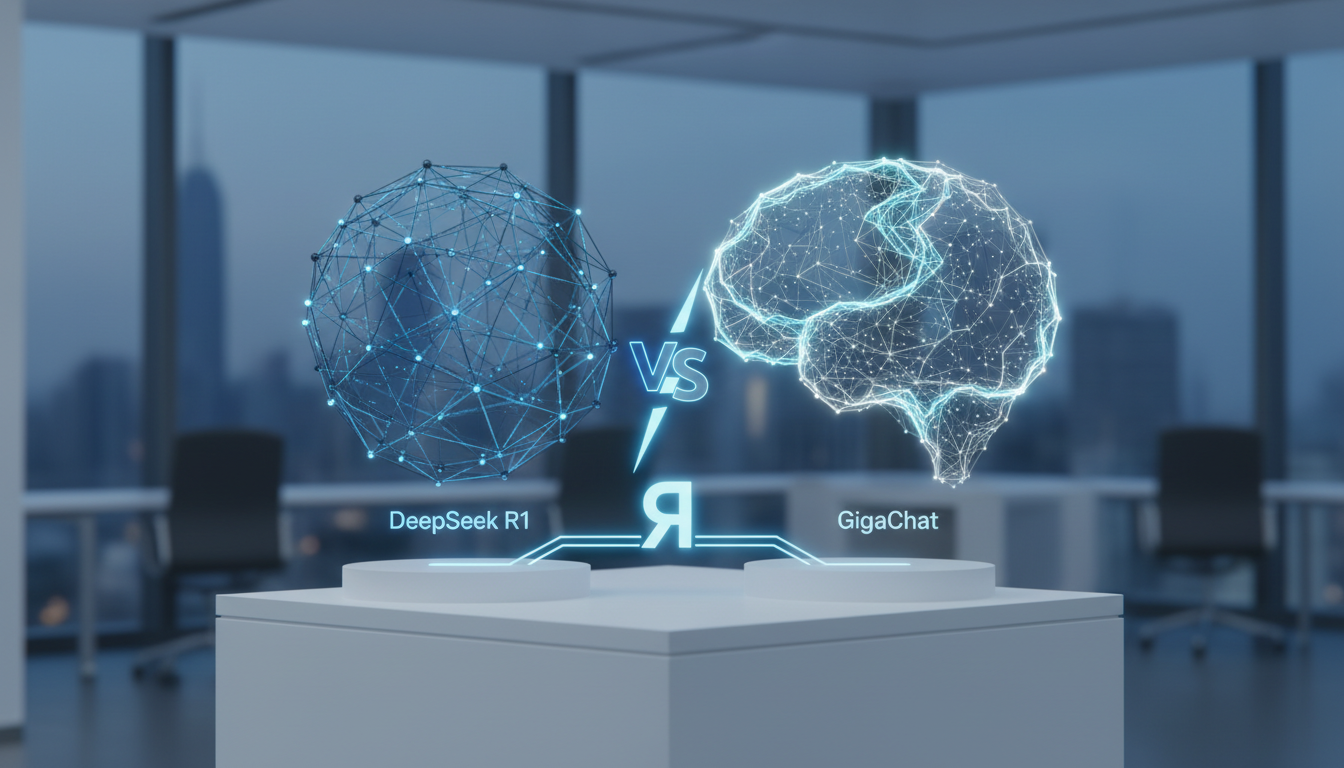 обложка для статьи про DeepSeek R1 vs GigaChat: Сравнение AI для русскоязычных задач