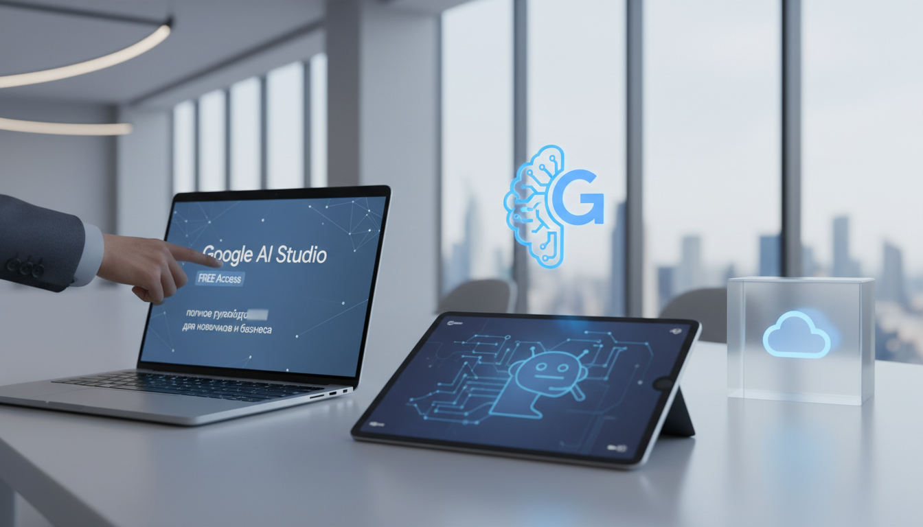 обложка для статьи про Google AI Studio бесплатно: Полное руководство для новичков и бизнеса