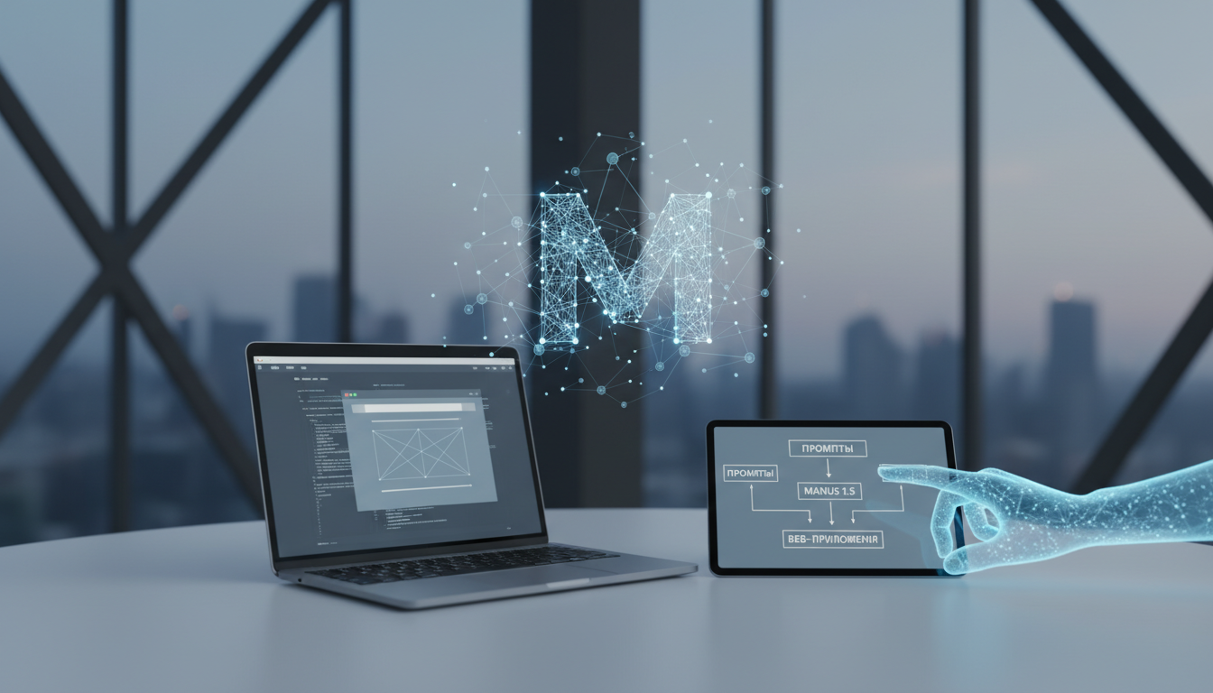 обложка для статьи про Manus 1.5 промпты: полный гайд по созданию веб-приложений