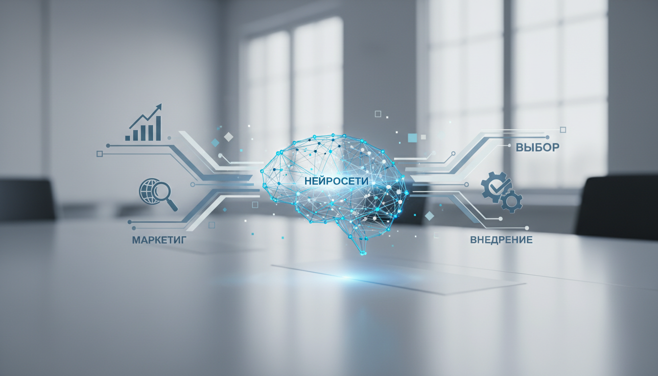 обложка для статьи про Нейросети для маркетинга: Ваш Гайд по Выбору и Внедрению