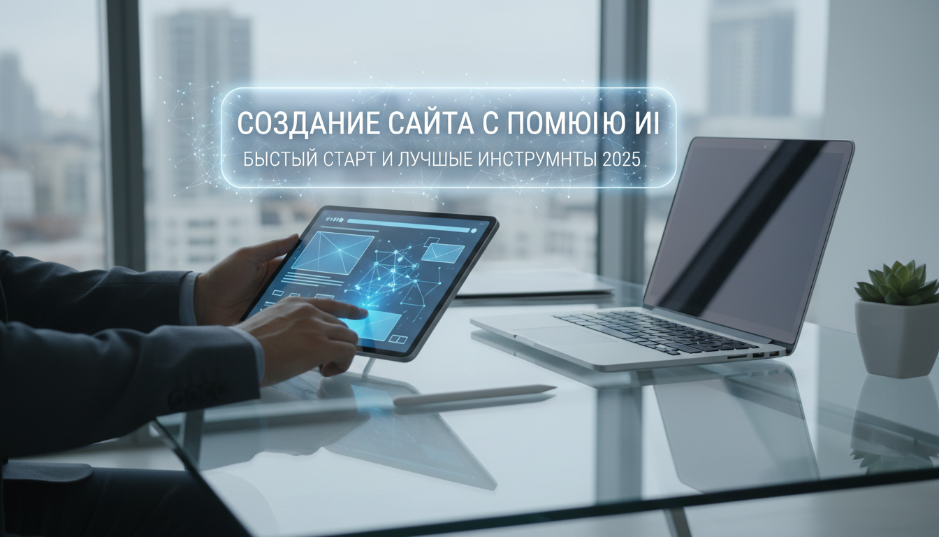 обложка для статьи про Создание сайта с помощью ИИ: быстрый старт и лучшие инструменты 2025
