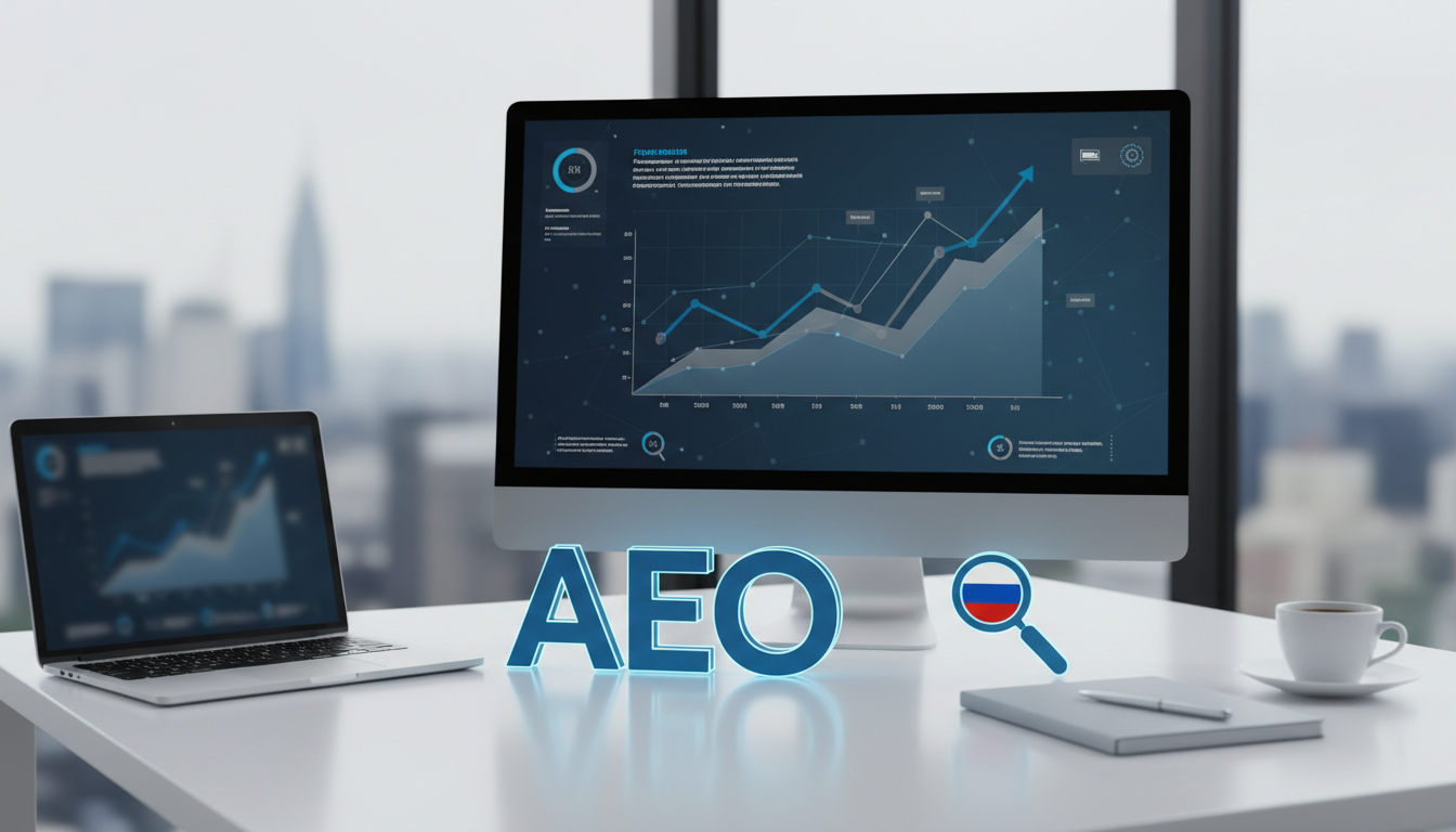обложка для статьи про AEO оптимизация: Полное руководство для российских сайтов