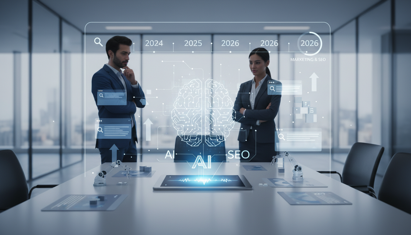 обложка для статьи про Генерация SEO-контента ИИ: маркетинг и SEO в 2026 году