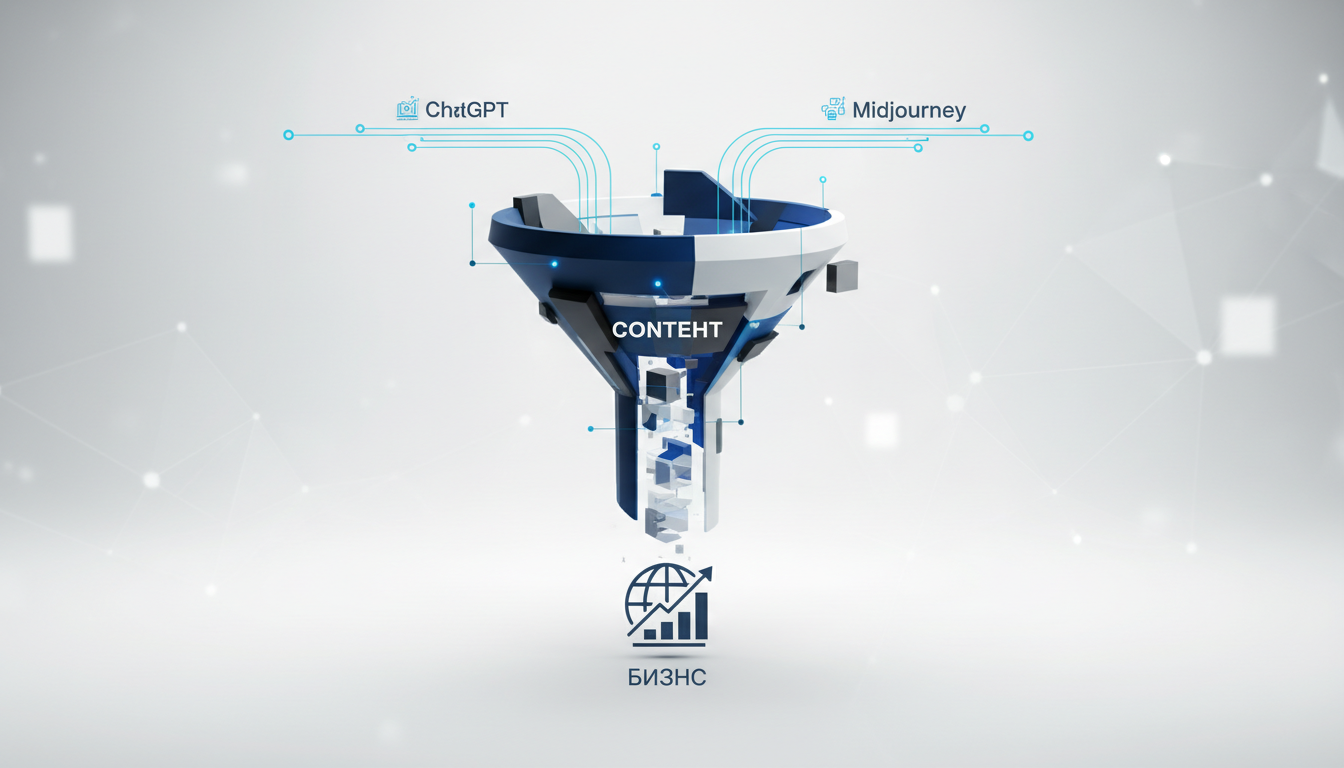 обложка для статьи про Контент-воронка с ChatGPT и Midjourney: Революция для Бизнеса