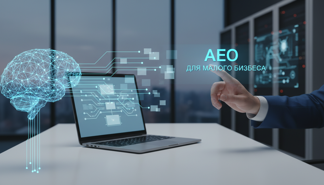 обложка для статьи про Как оптимизировать контент для нейросетей: AEO для малого бизнеса