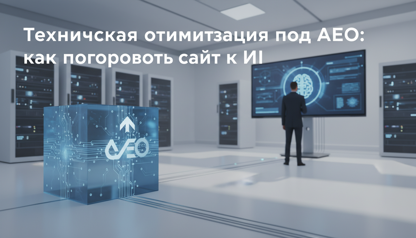 обложка для статьи про Техническая оптимизация под AEO: как подготовить сайт к ИИ