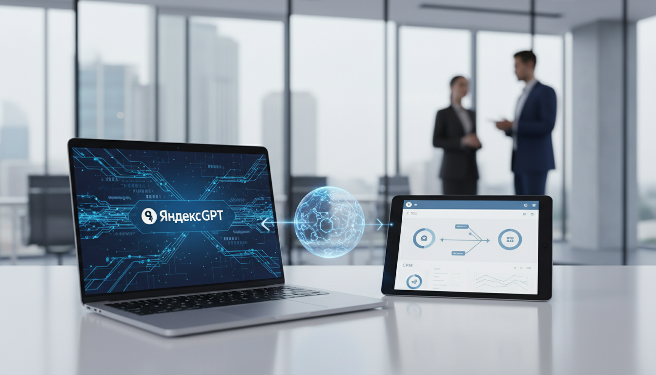 обложка для статьи про Интеграция YandexGPT с CRM: AI для бизнеса в России