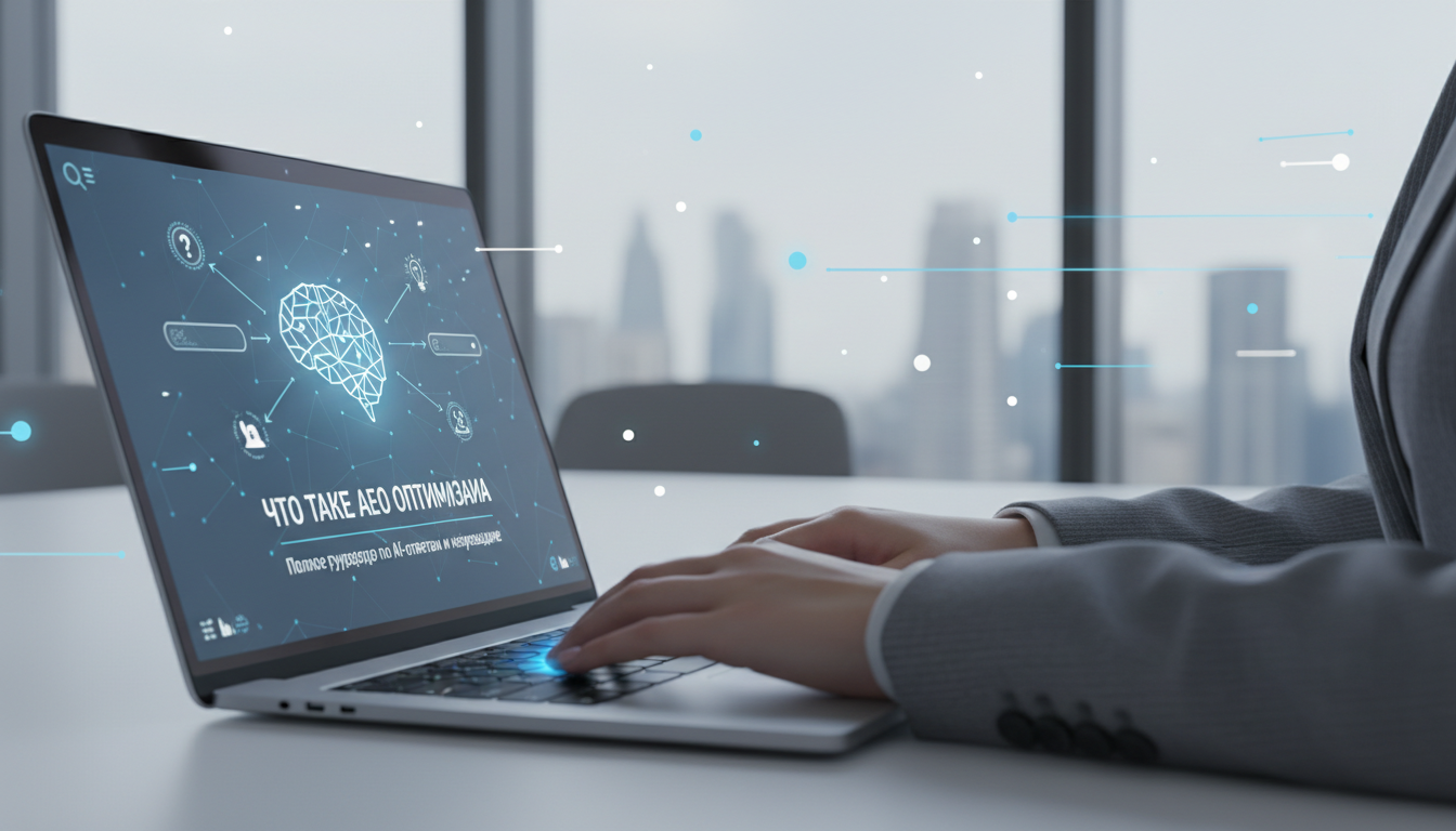 обложка для статьи про Что такое AEO оптимизация: Полное руководство по AI-ответам и нейровыдаче