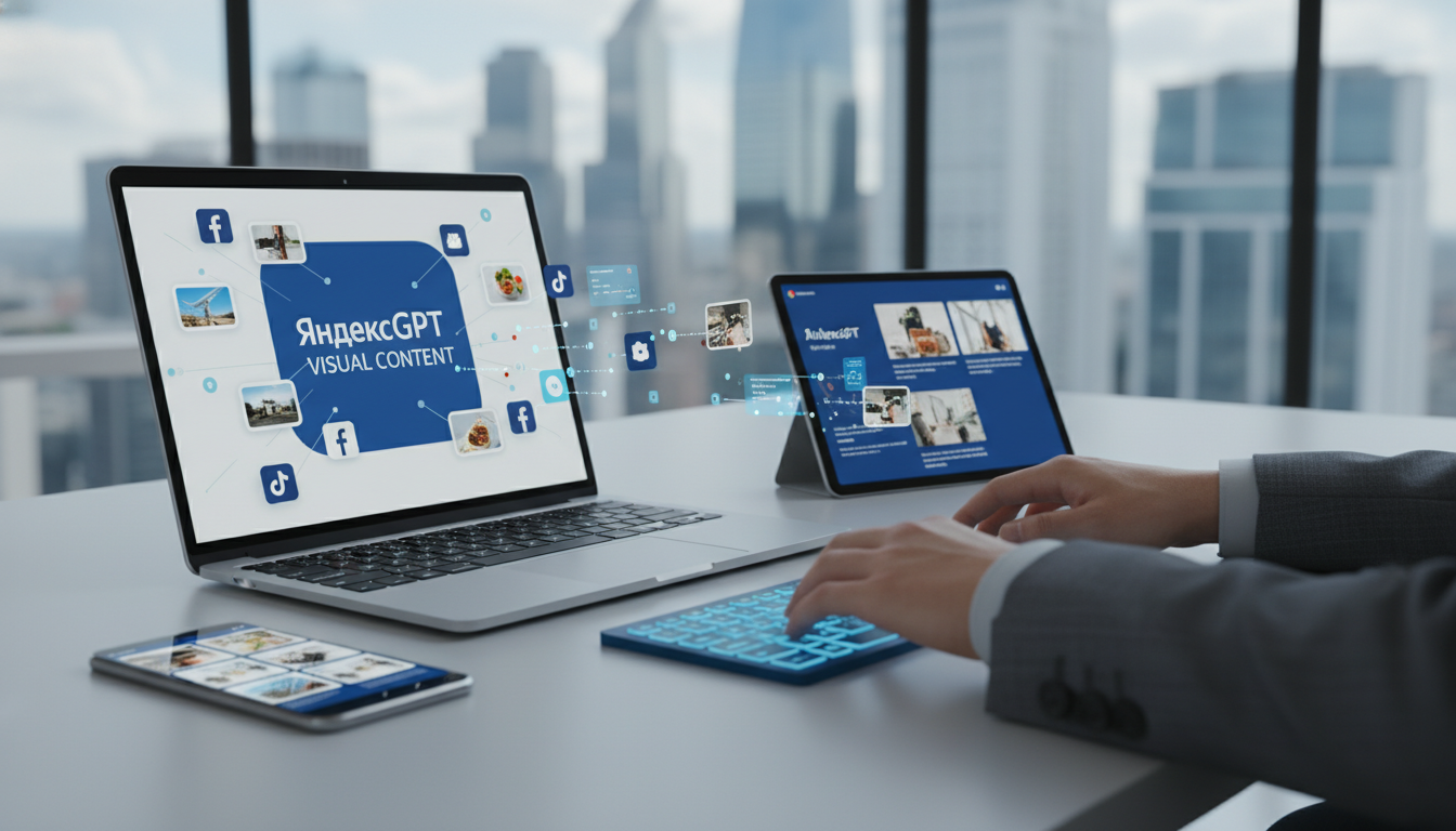 обложка для статьи про YandexGPT визуальный контент: Как сгенерировать визуал для соцсетей