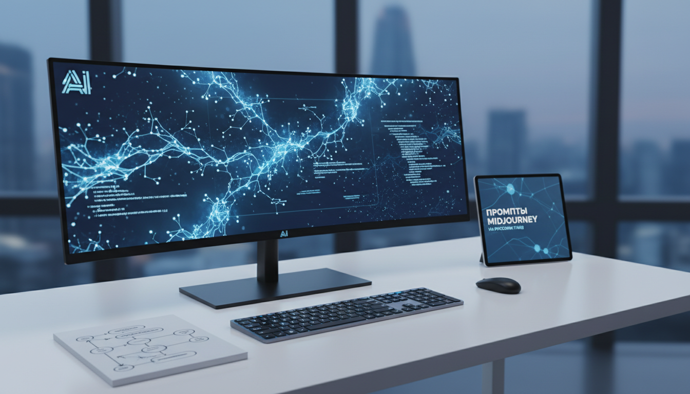 обложка для статьи про Промпты Midjourney на русском: полный гайд и примеры