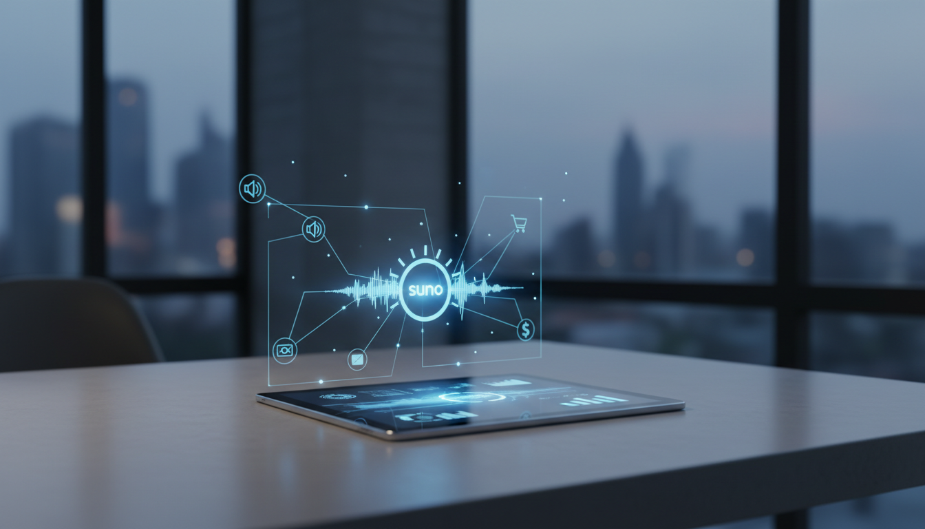 обложка для статьи про Suno для рекламы: AI-музыка для вашего бизнеса в 2024