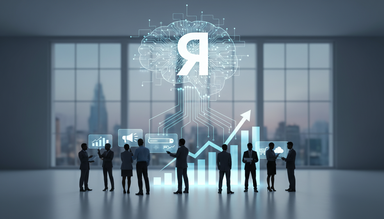 обложка для статьи про YandexGPT маркетинговые кампании: гайд по развитию бизнеса