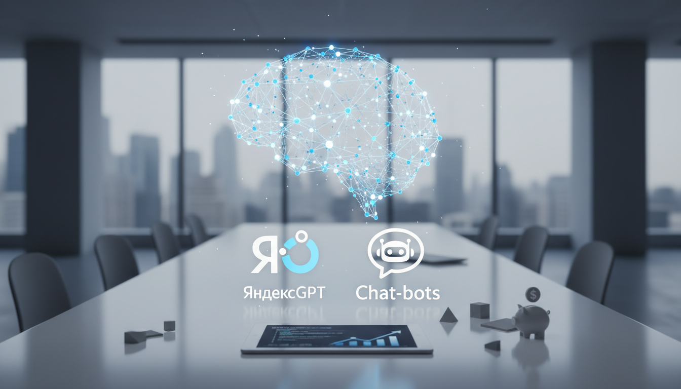 обложка для статьи про Нейросети для малого бизнеса: YandexGPT и чат-боты для роста и экономии