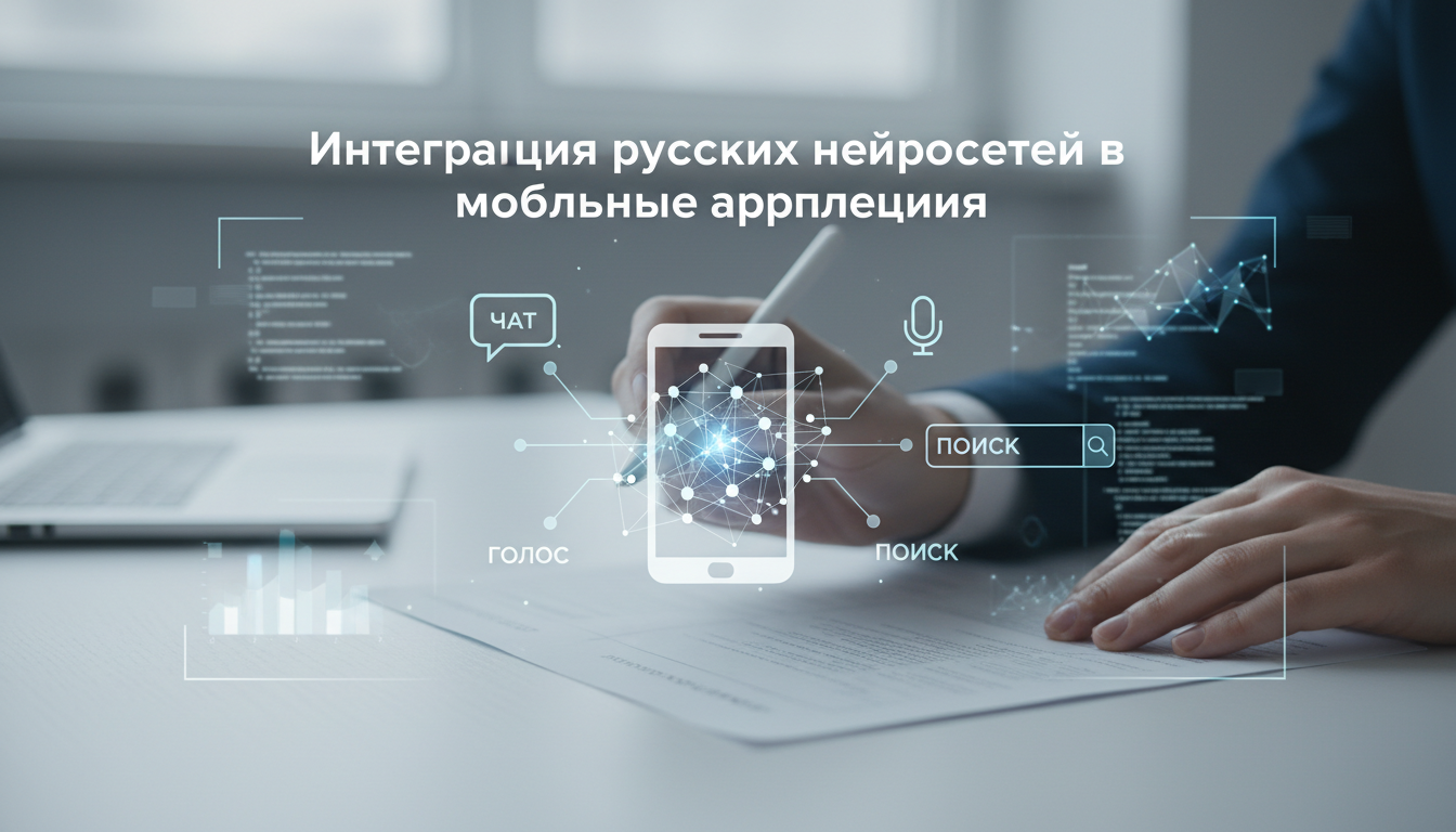 обложка для статьи про Интеграция русских нейросетей в мобильные приложения: гайд
