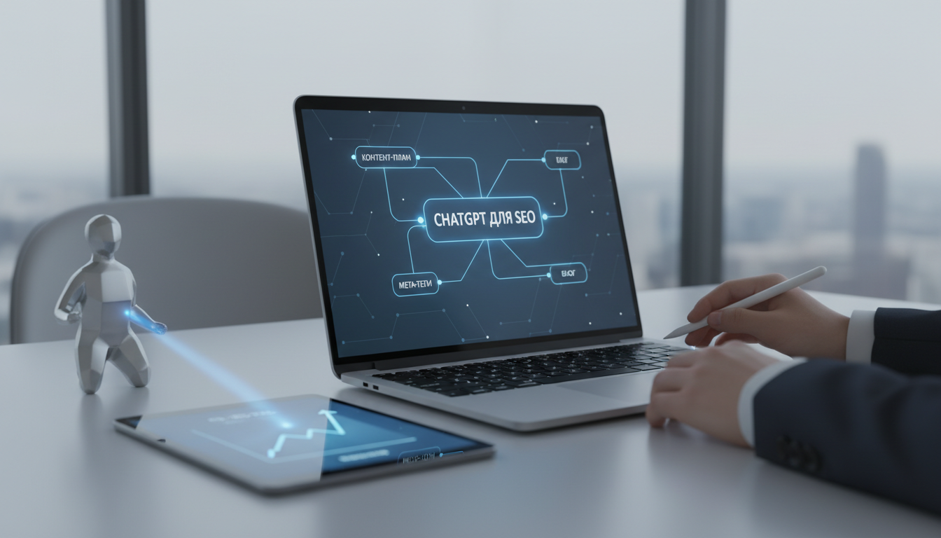 обложка для статьи про ChatGPT для SEO: От контент-плана до мета-тегов в блоге